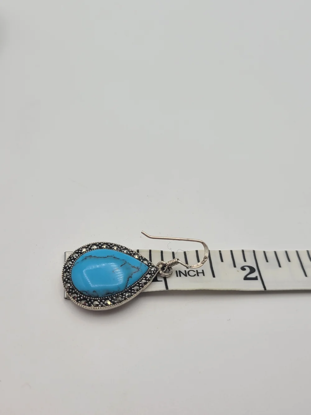 Sterling Silver Nickel Free Turquoise Dangle Tear drop Earrings